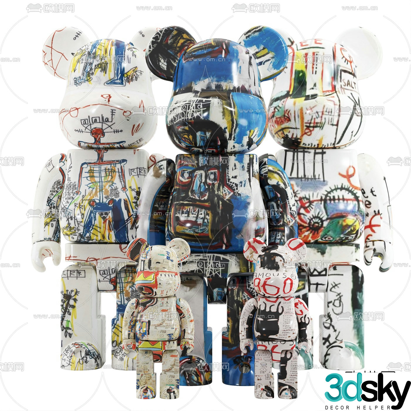 Modern graffiti violent bear doll ornaments 3d model