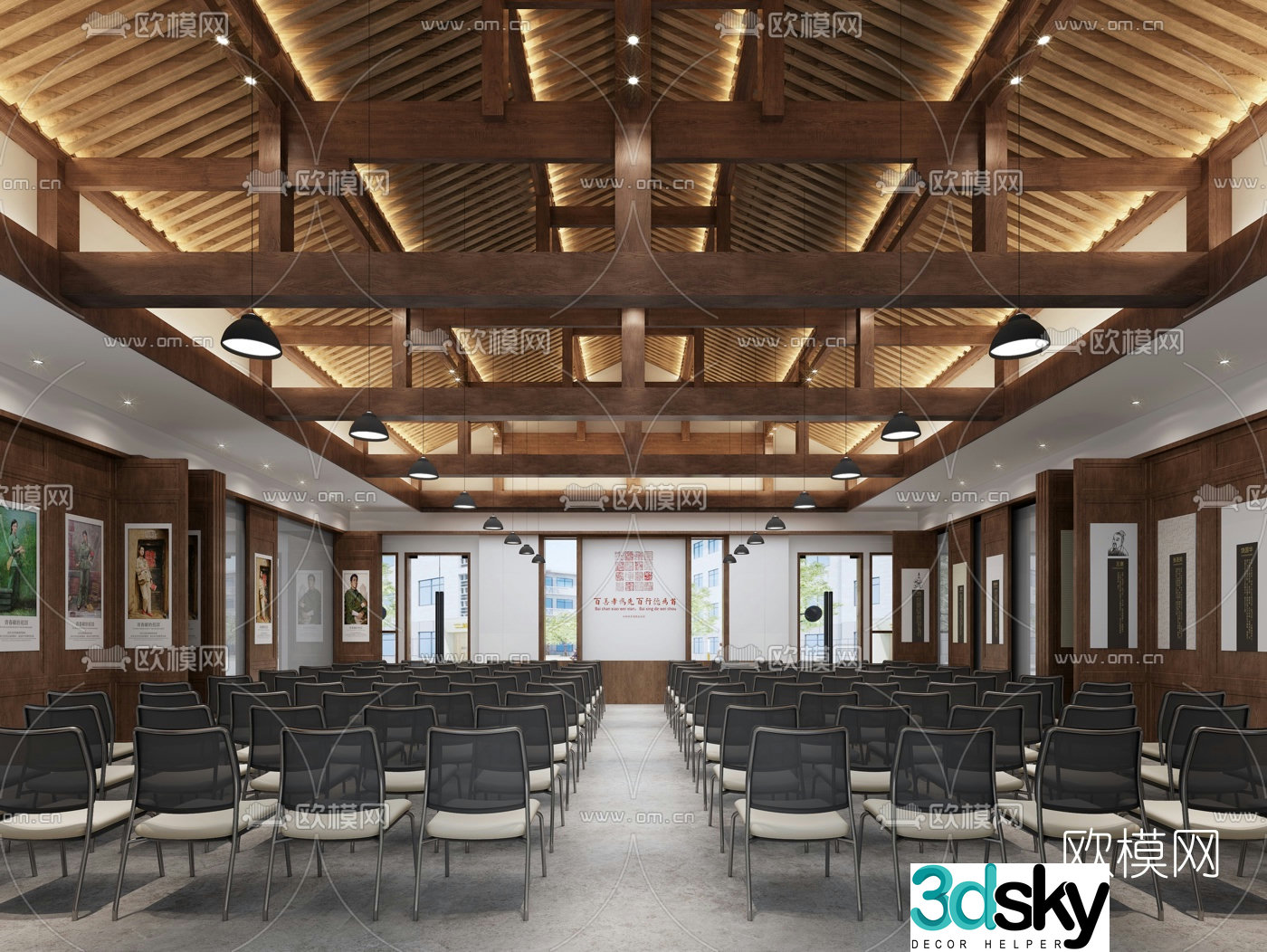 New Chinese-style hotel conference hall lecture hall 3D model