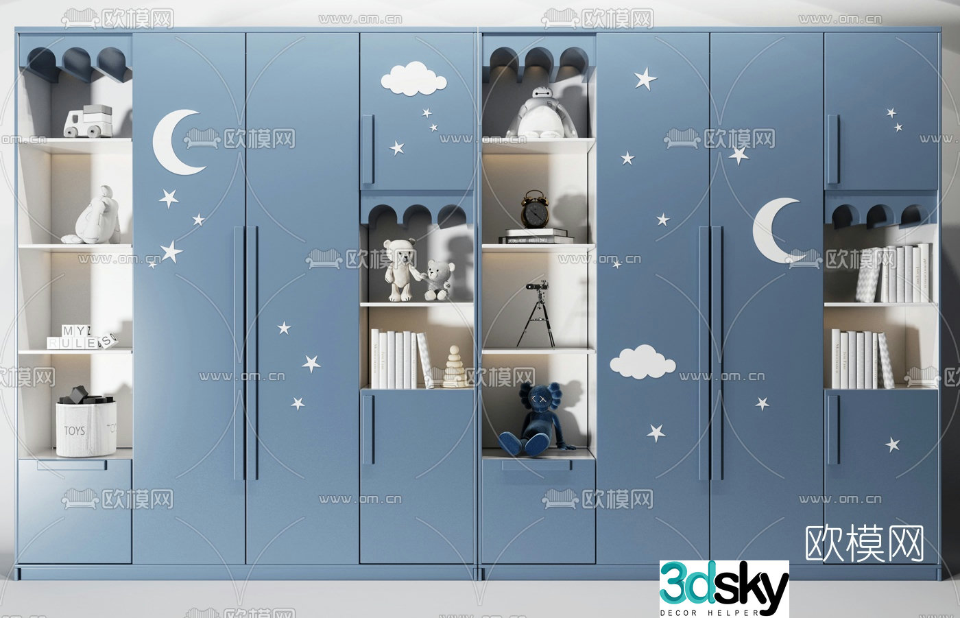 Modern multifunctional children’s wardrobe 3d model