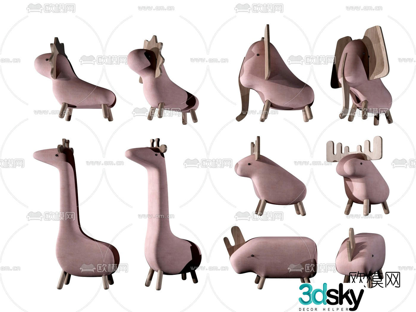 Modern children’s animal toys 3d model