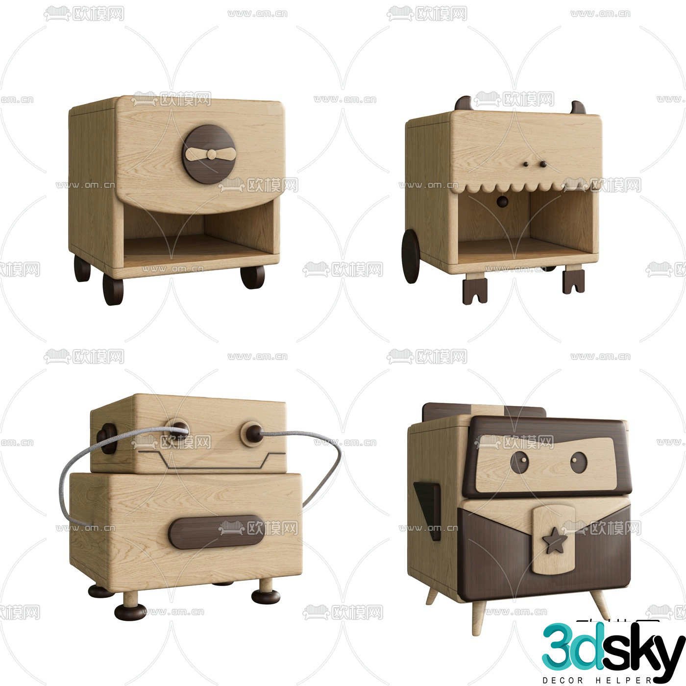 Nordic cartoon children’s cabinet 3d model
