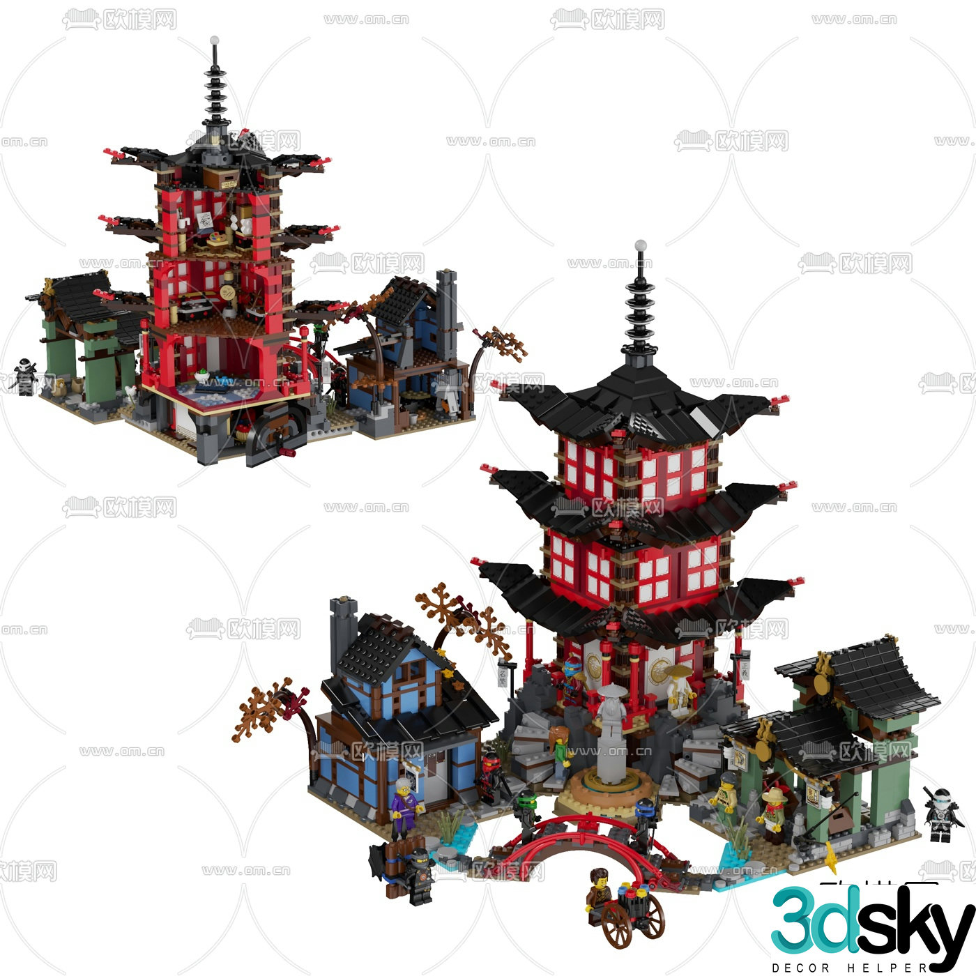 Modern temple toy 3d model