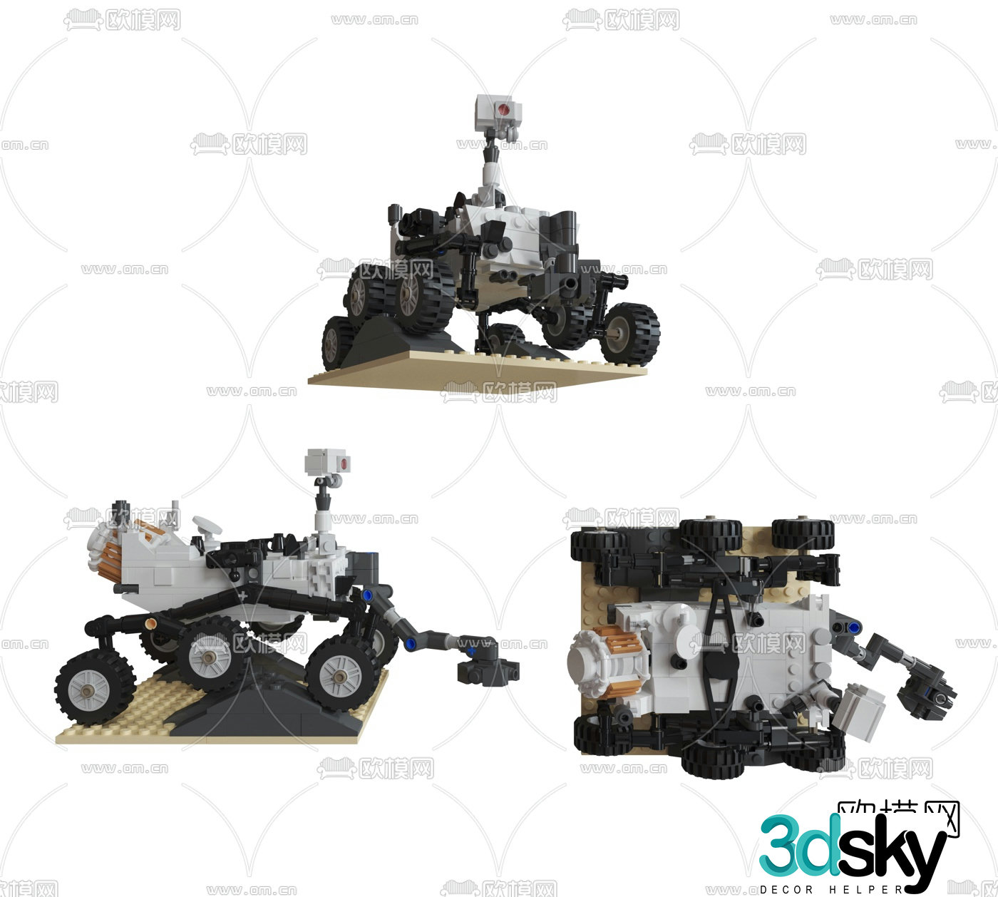 Modern planet exploration rover toy 3d model