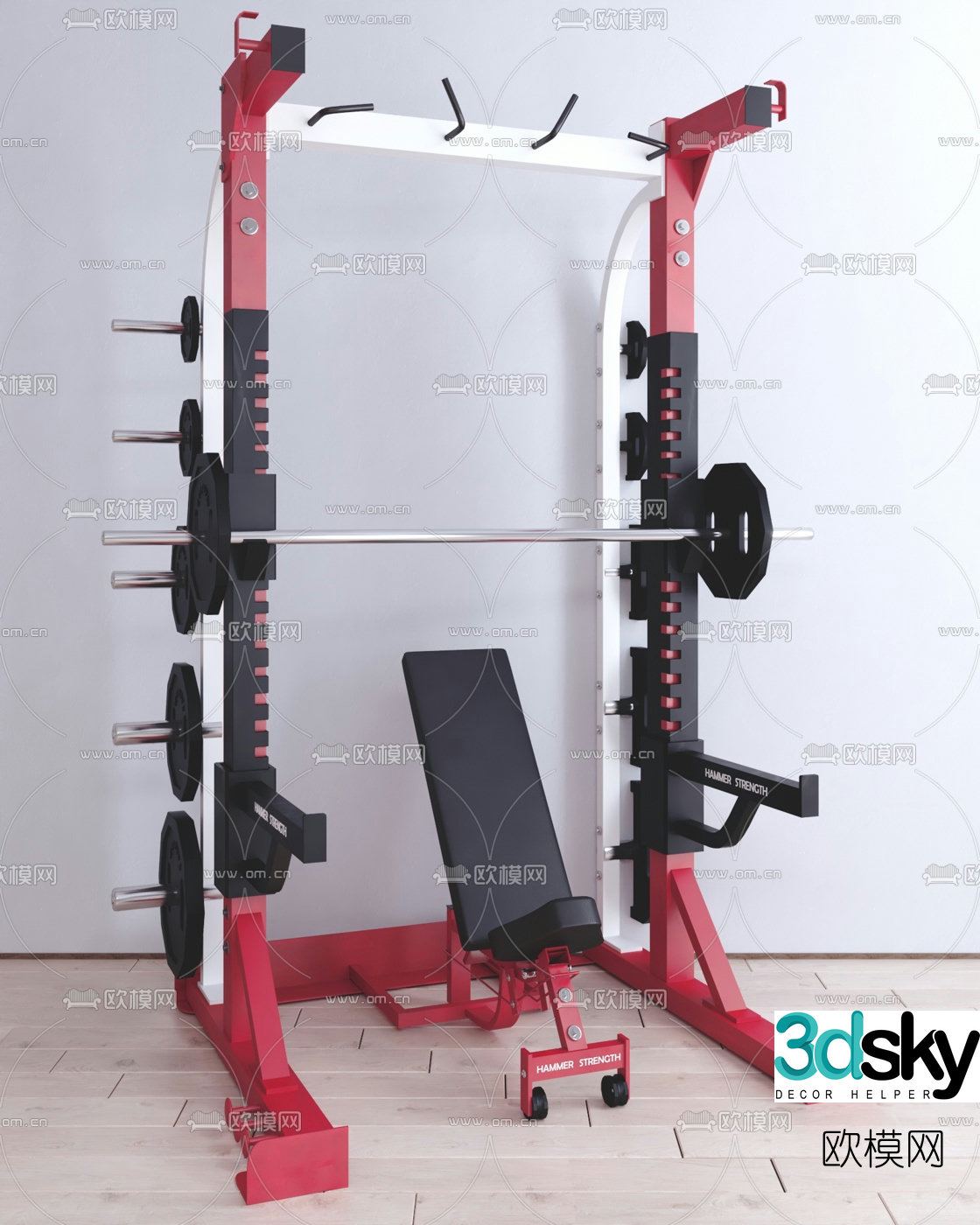 Modern fitness equipment Smith machine 3d model