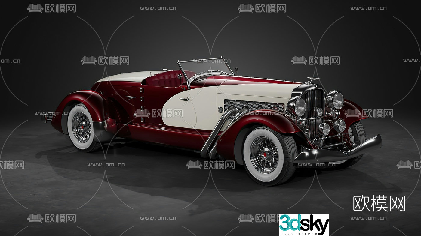 Modern retro classic car 3d model