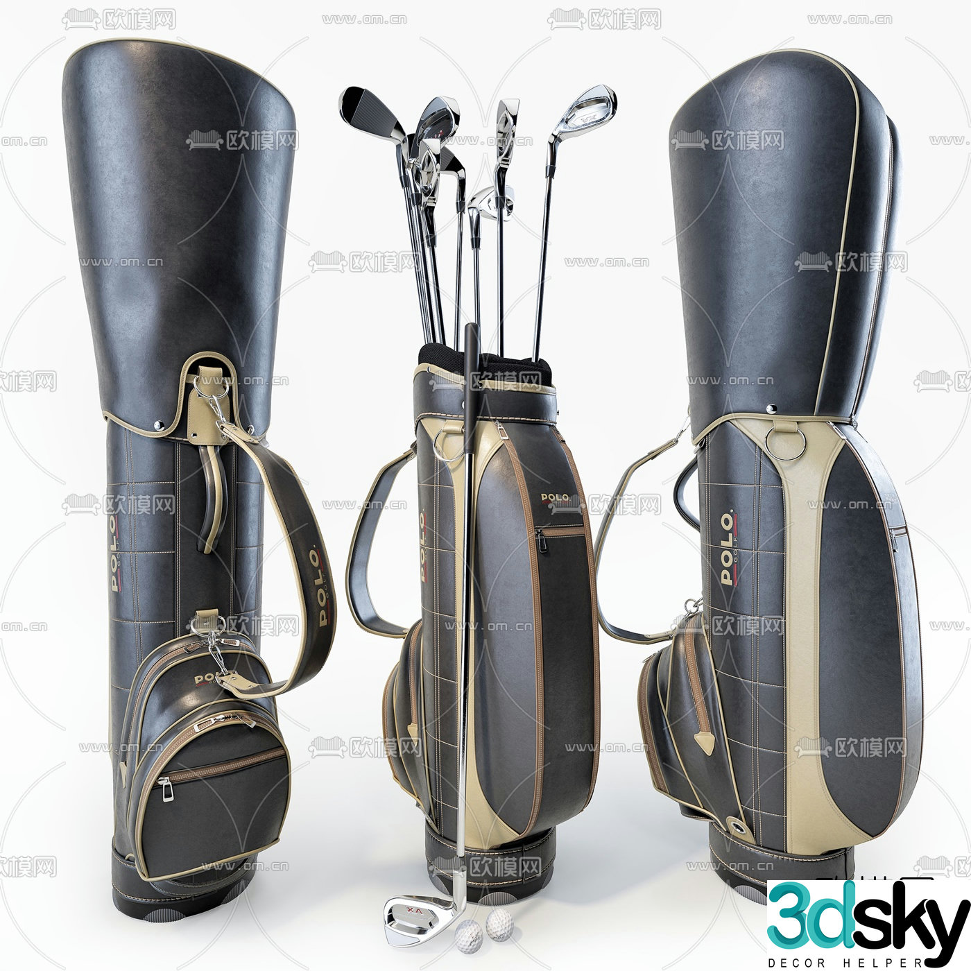 Modern golf bag 3d model
