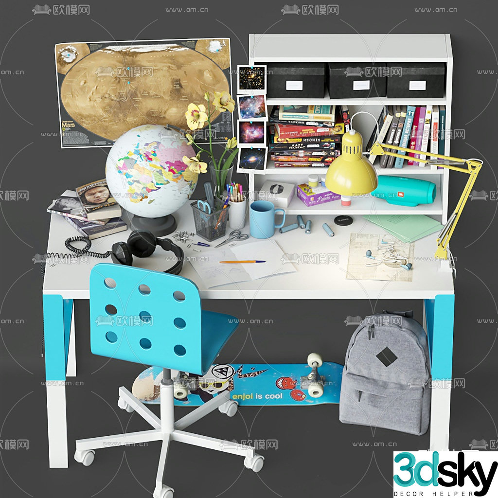 Modern children’s desk chair 3d model