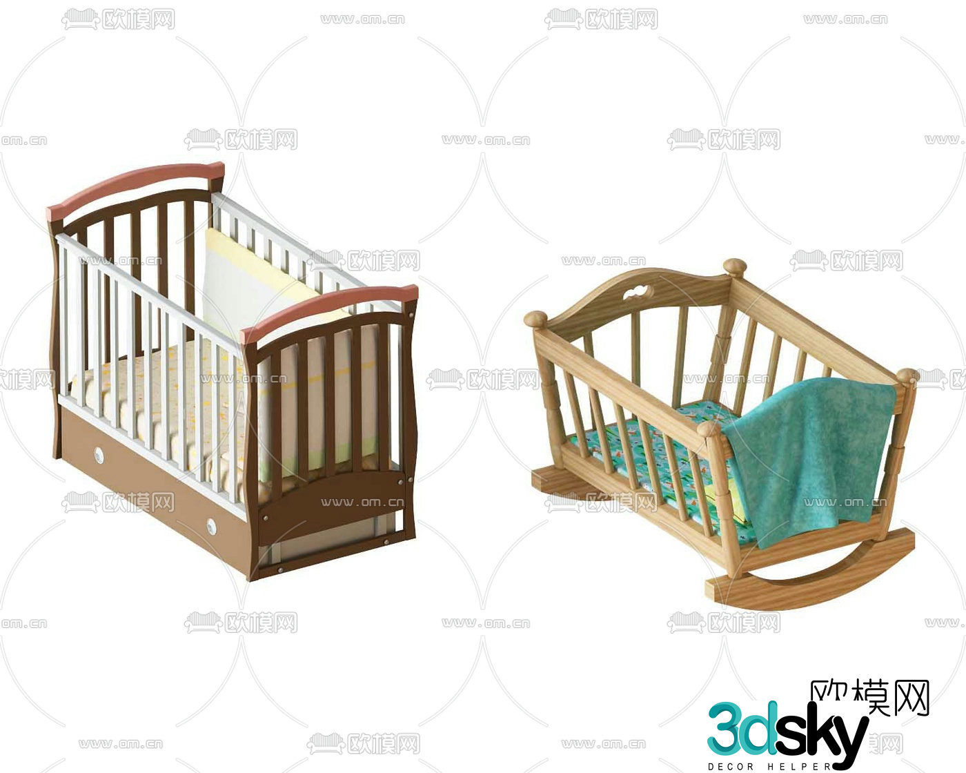 Nordic cradle crib 3d model