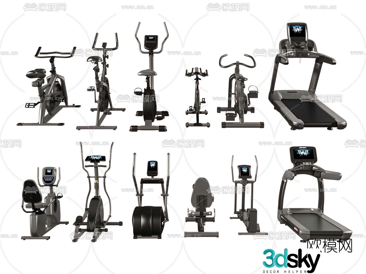Modern fitness equipment spinning bike 3d model