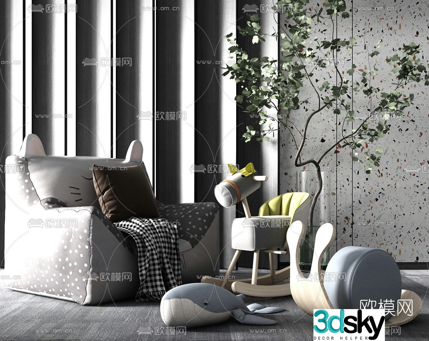 Modern children’s leisure sofa rocking chair 3d model