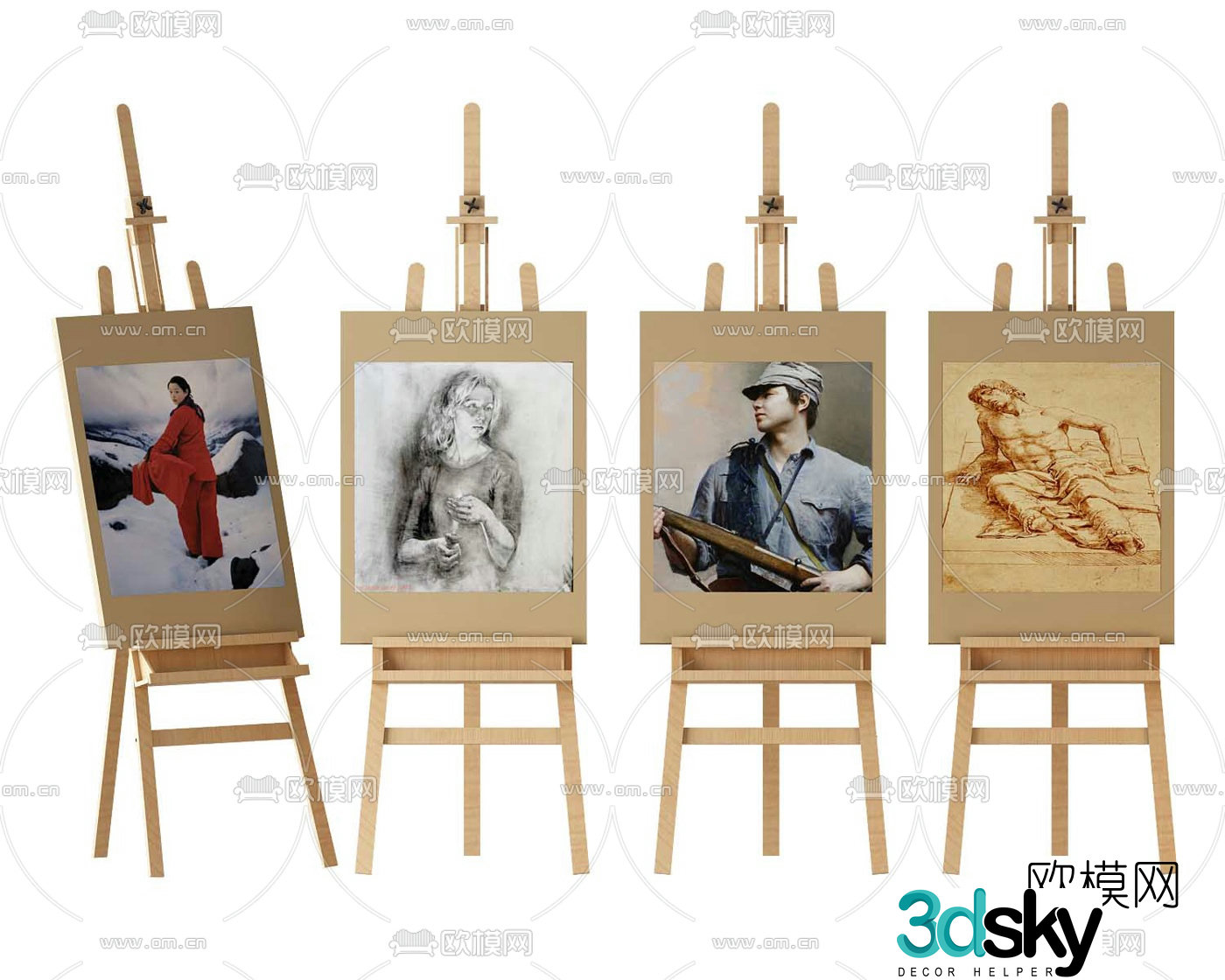 Modern adjustable easel 3d model