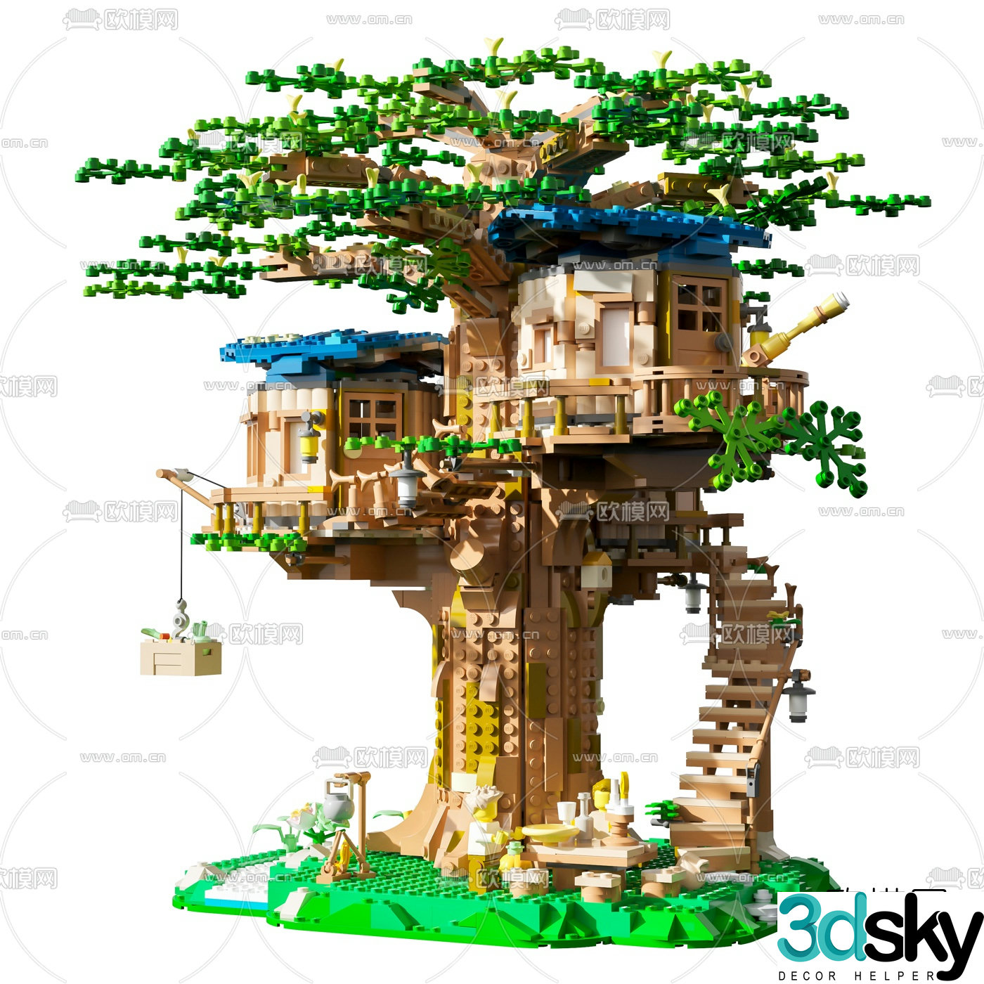 Modern lego treehouse toy 3d model