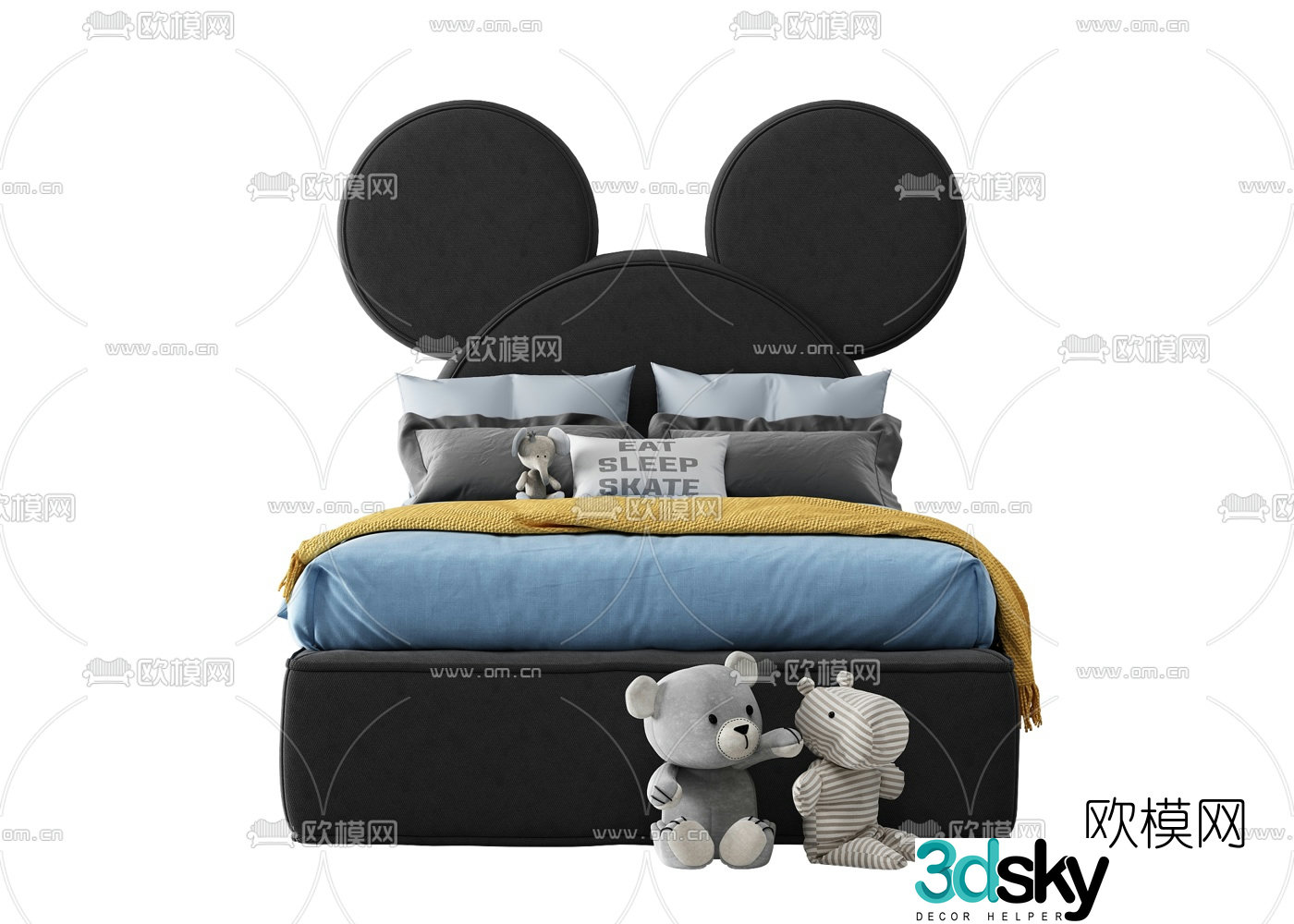 Modern fabric children’s bed 3d model