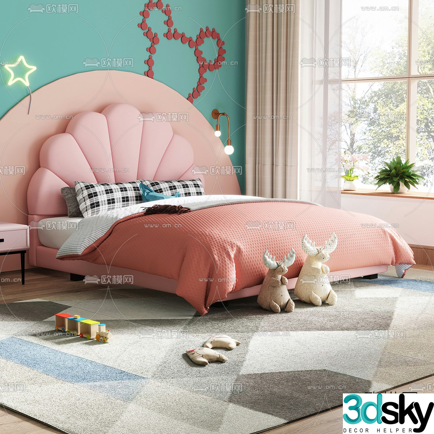 Modern children’s bed princess bed 3d model