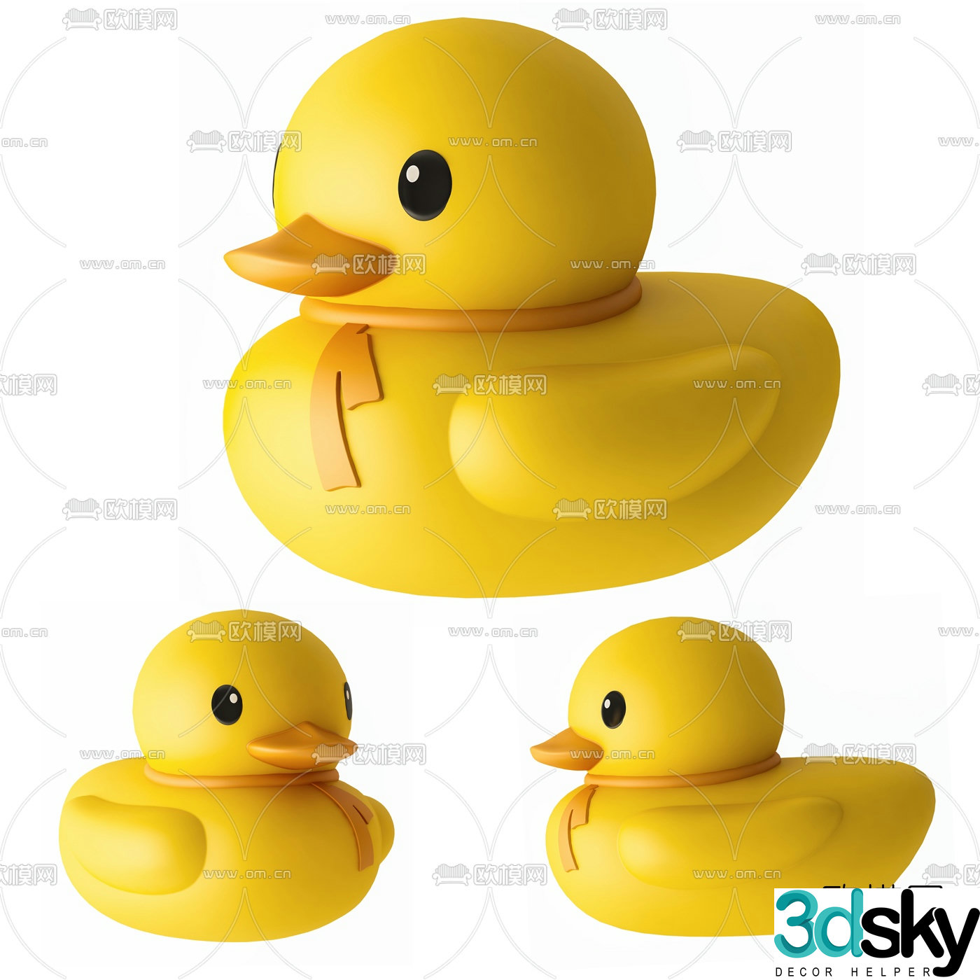 Modern little yellow duck children’s toy 3d model