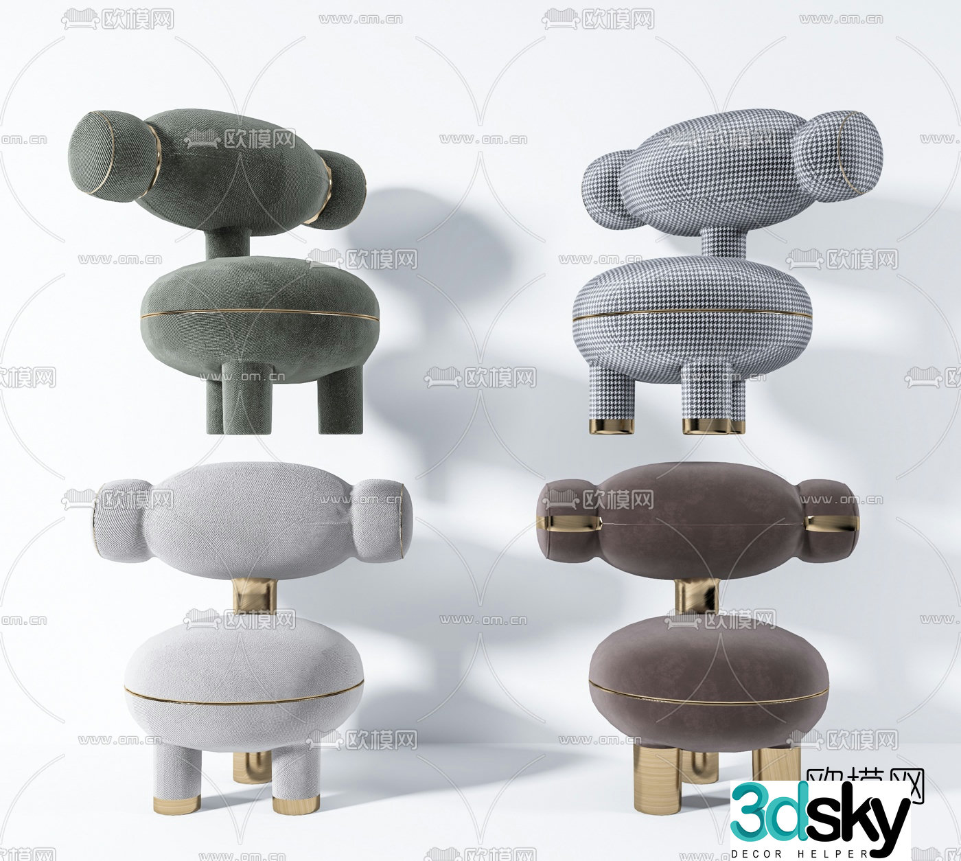 Nordic velvet children’s chair 3d model