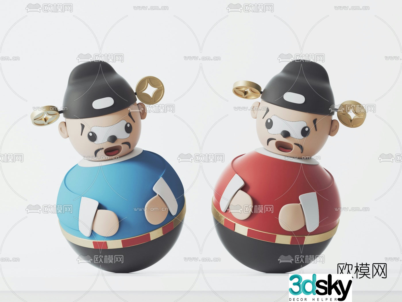 New Chinese style God of Wealth tumbler toy 3d model