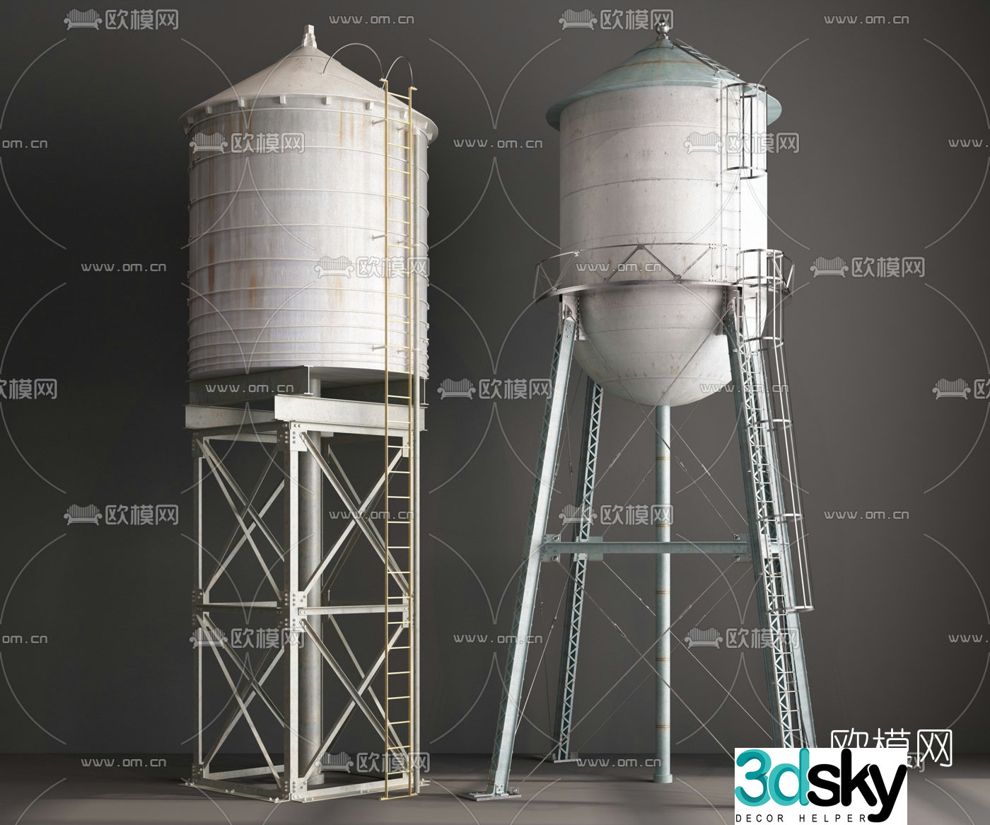 Modern water tower tank 3d model