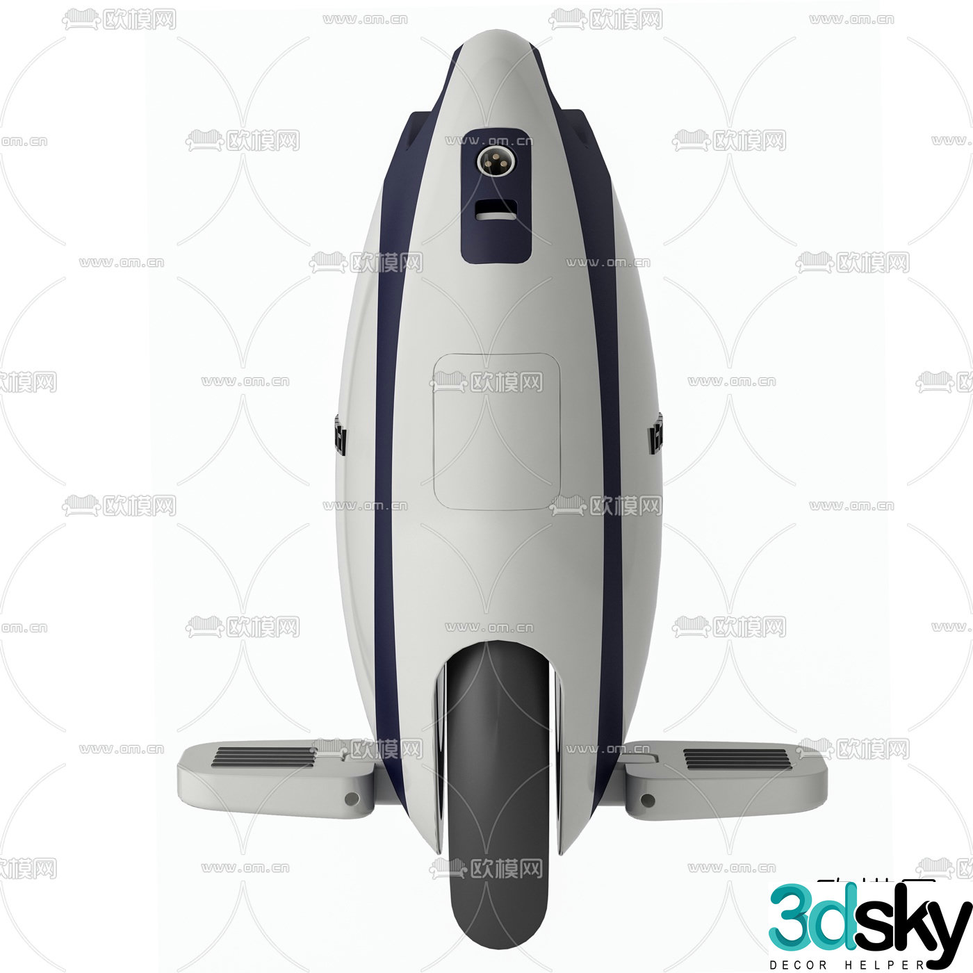 Modern smart balance car unicycle 3d model
