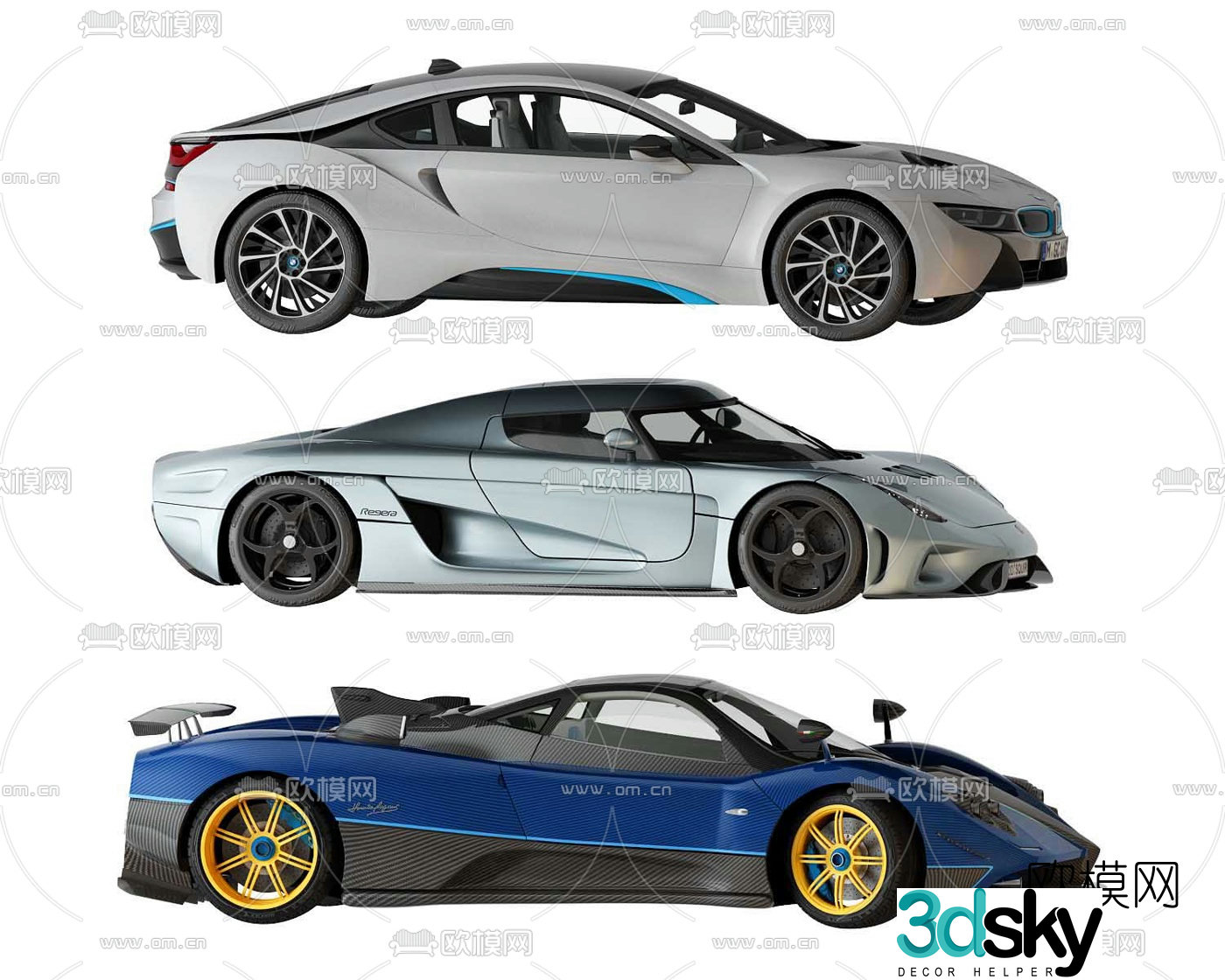 Modern Pagani Koenigsegg sports car 3d model
