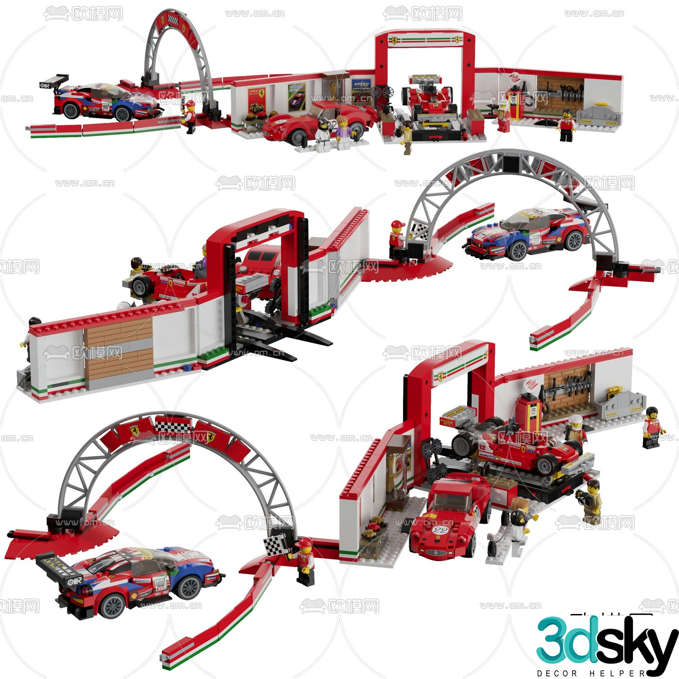 Modern Ferrari Experience Center building block toy 3d model