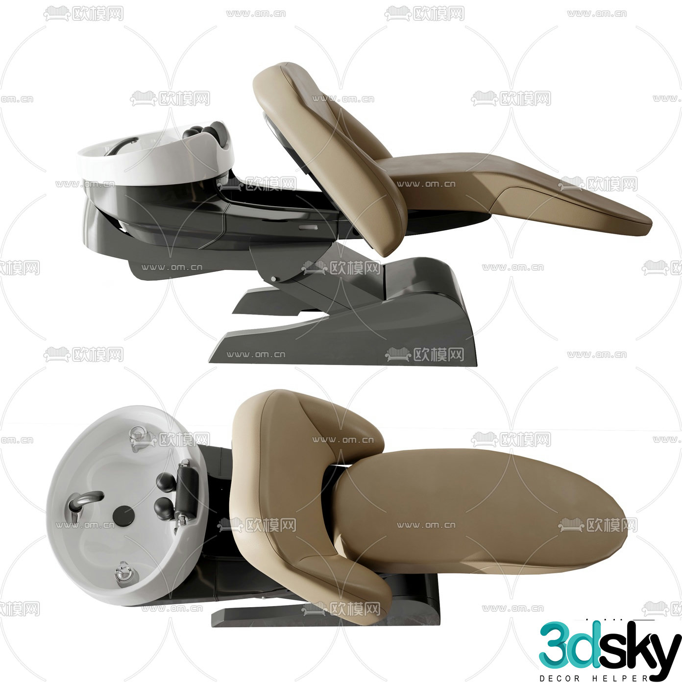 Modern shampoo recliner 3d model
