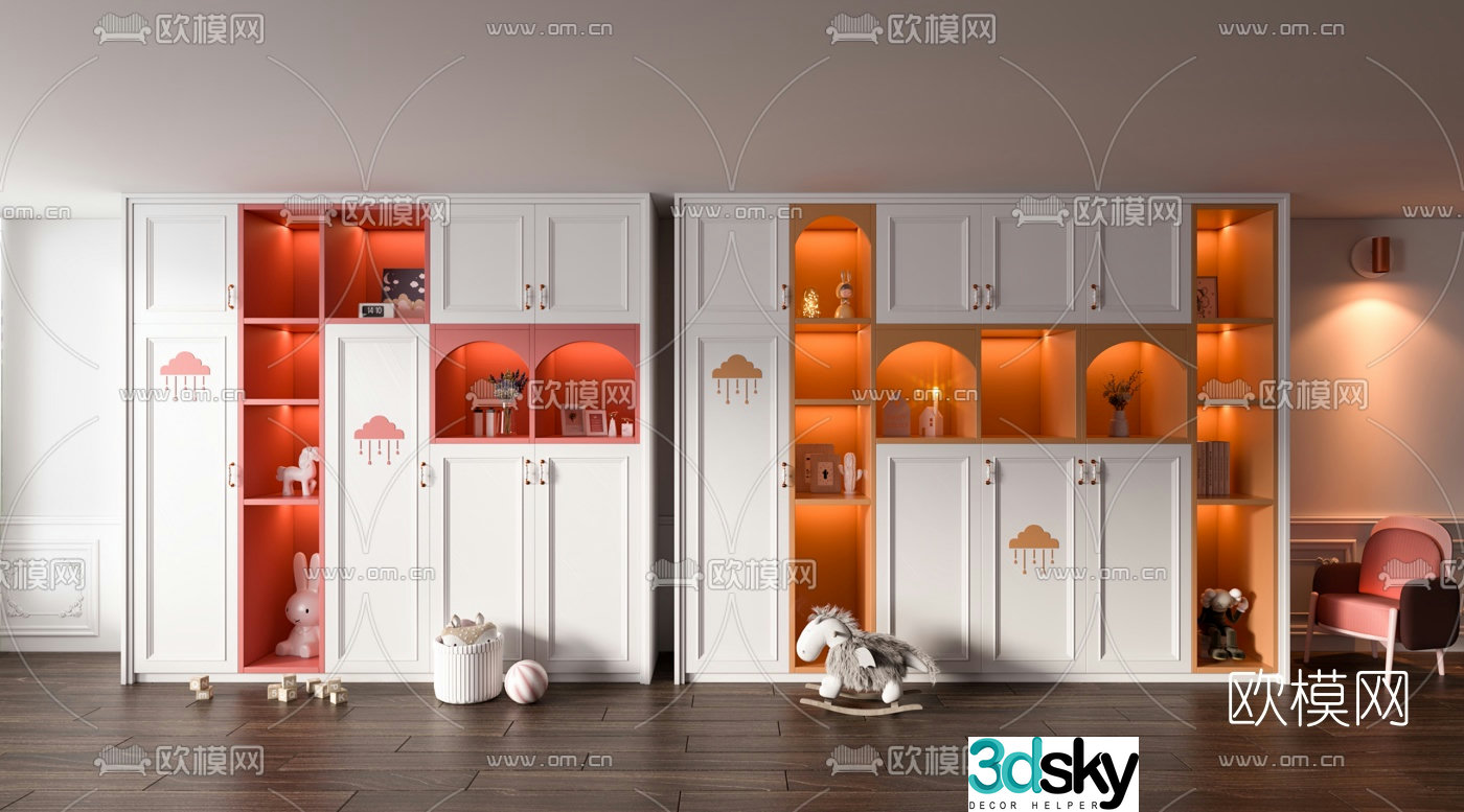 Nordic children’s wardrobe 3d model