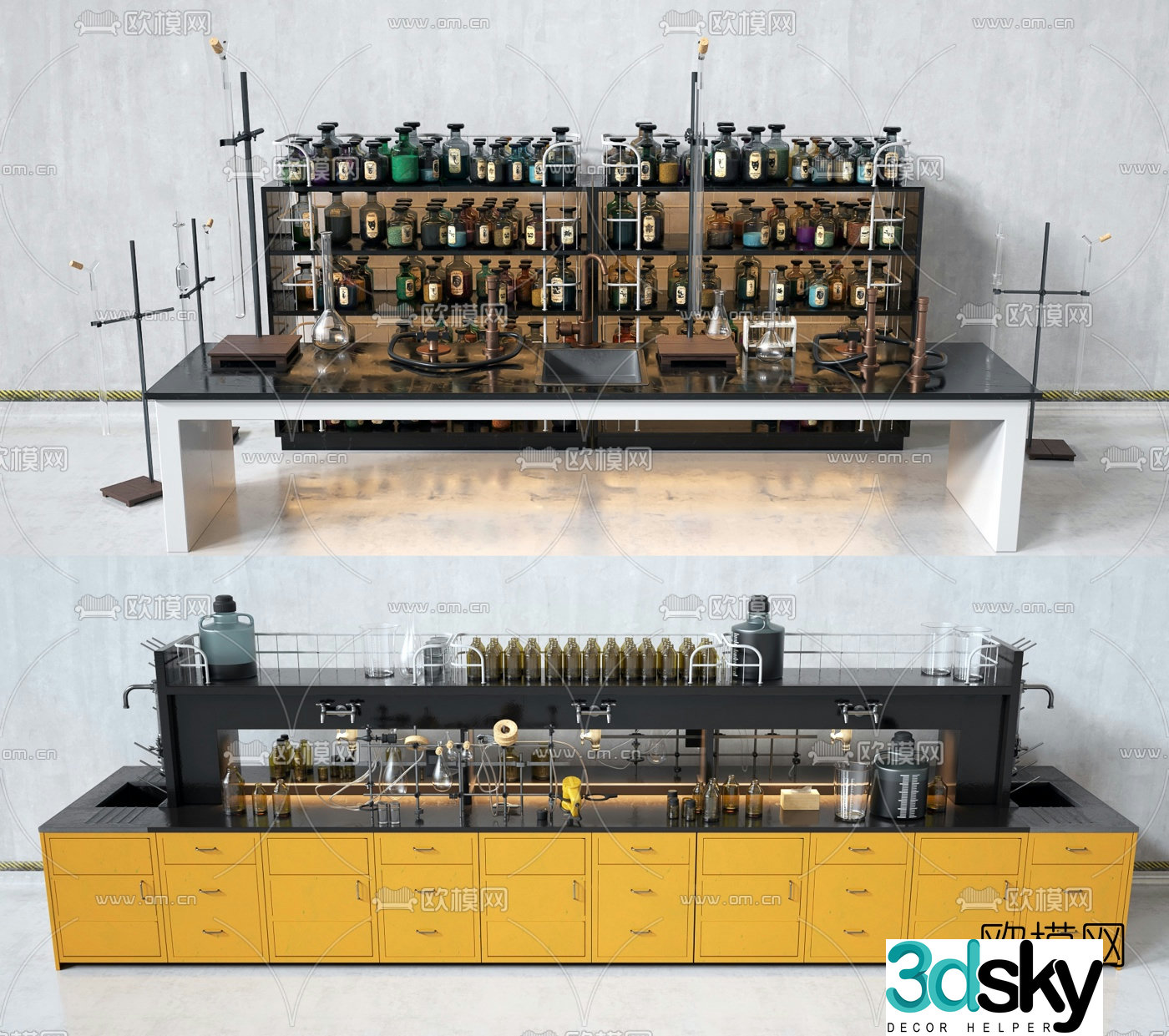 Modern chemistry laboratory equipment 3d model