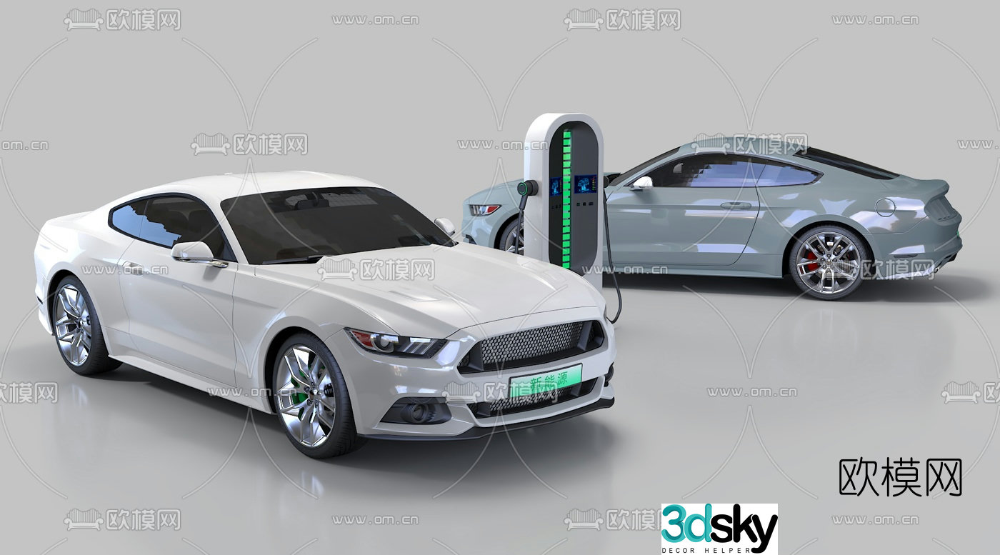 Modern new energy electric vehicle charging pile 3D model