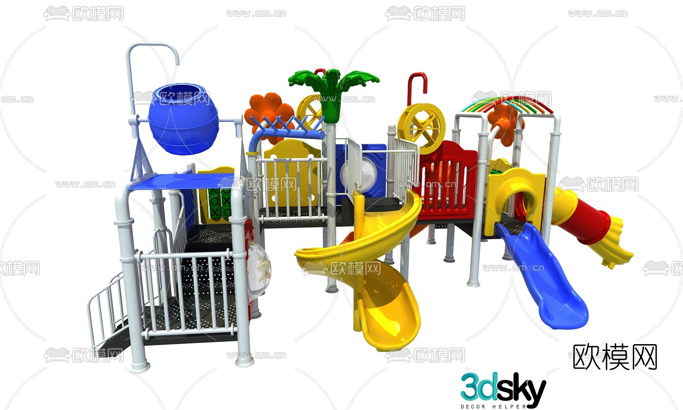 Modern water slide amusement equipment 3d model