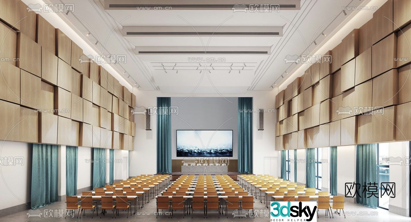 Modern hotel conference room lecture hall 3d model