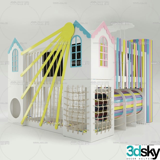 Modern children's playhouse free 3d model