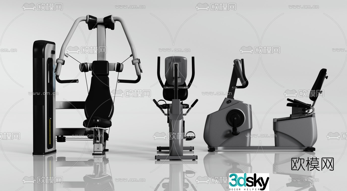 Modern exercise bike fitness equipment 3d model