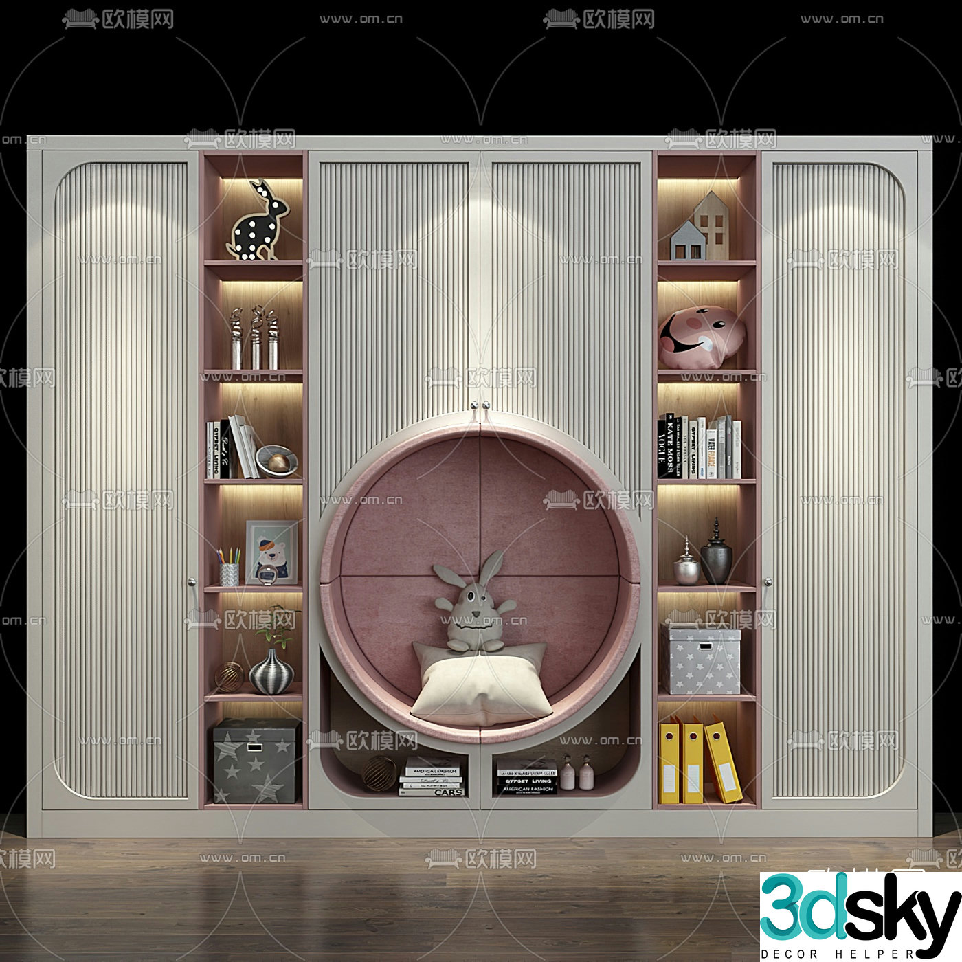 Nordic children’s bookcase decorative cabinet 3d model