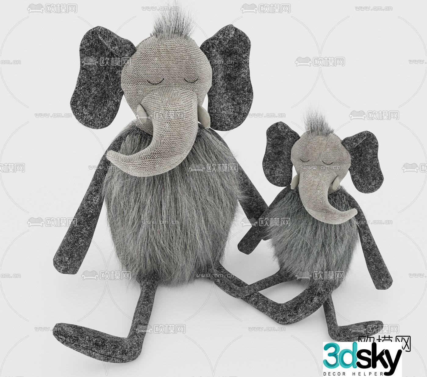 Modern elephant stuffed toy 3d model