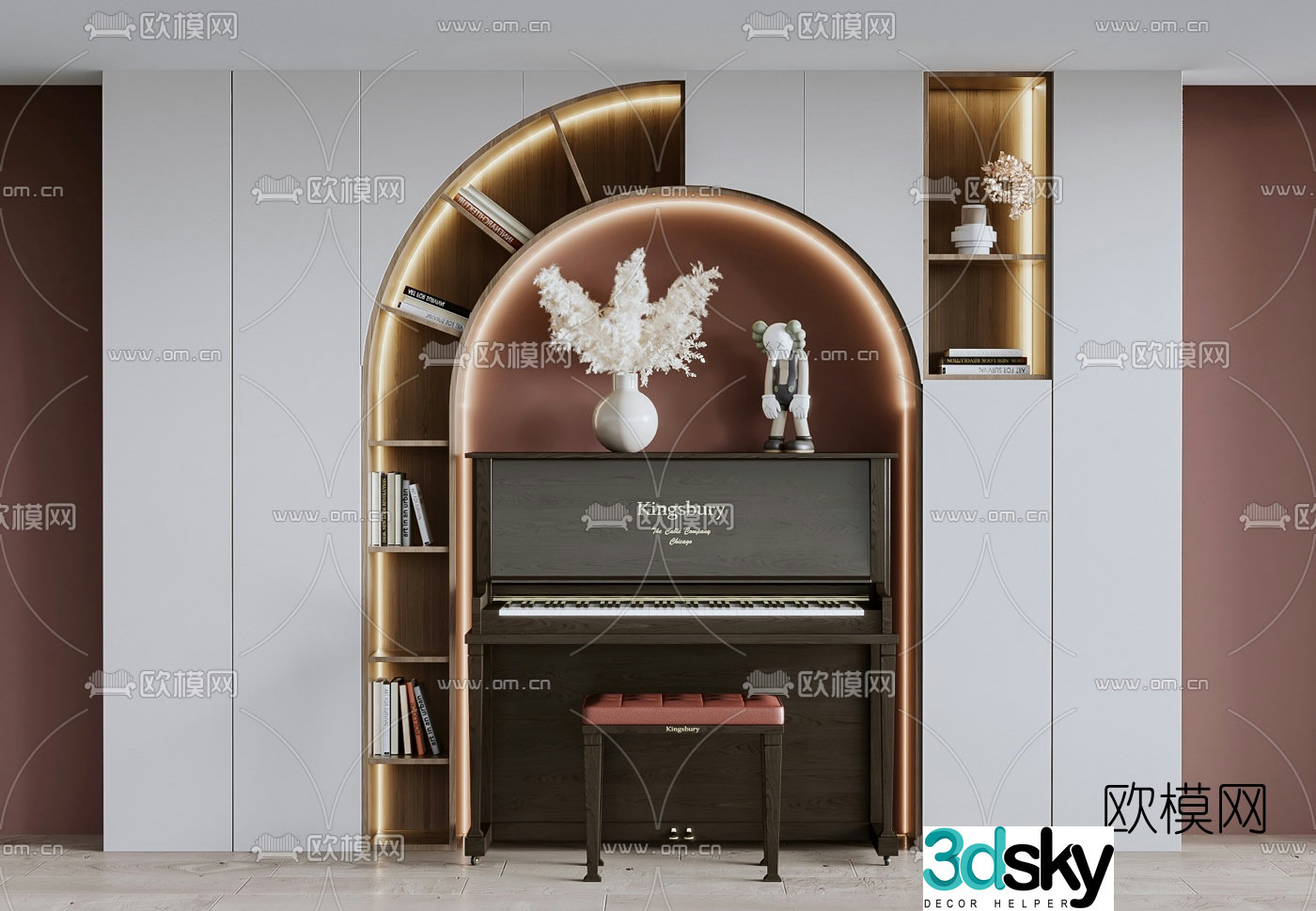 Modern piano bookcase 3d model