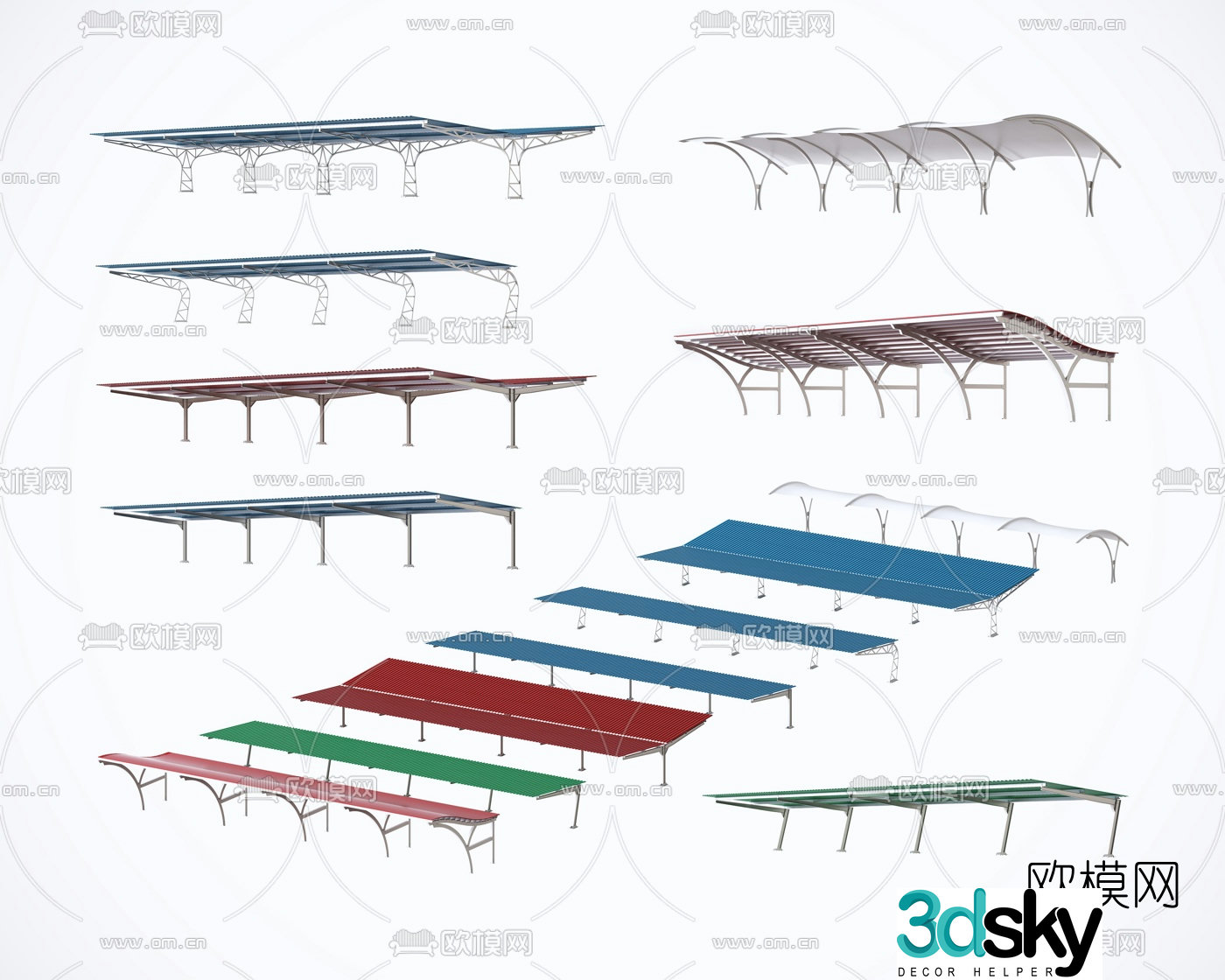 Modern outdoor utility carport 3d model