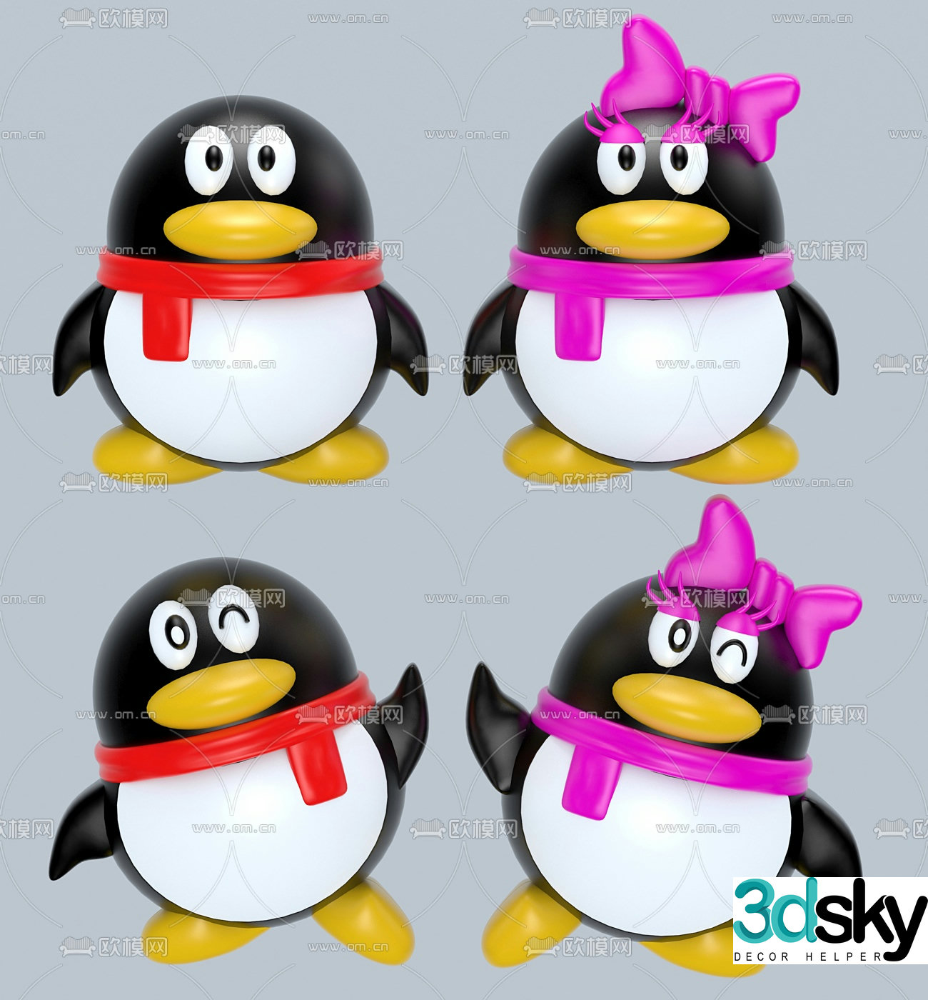 Modern Tencent Penguin Doll Toy 3D Model