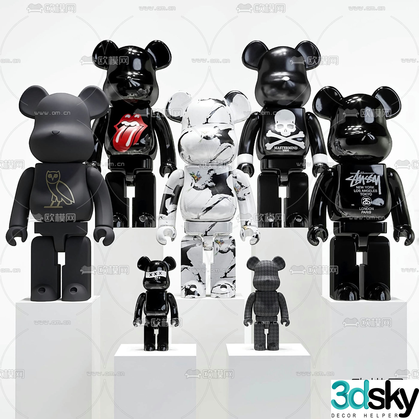 Modern violent bear doll sculpture 3d model