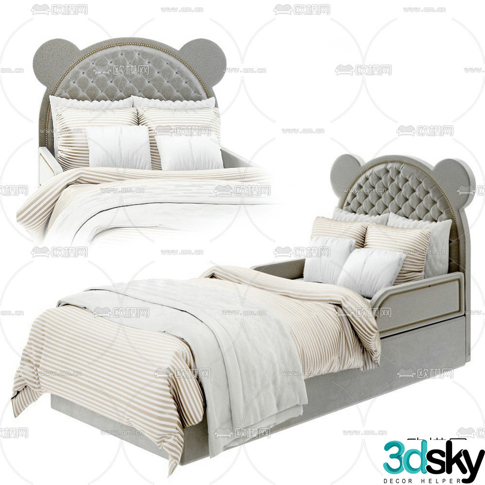 American fabric children’s bed 3D model