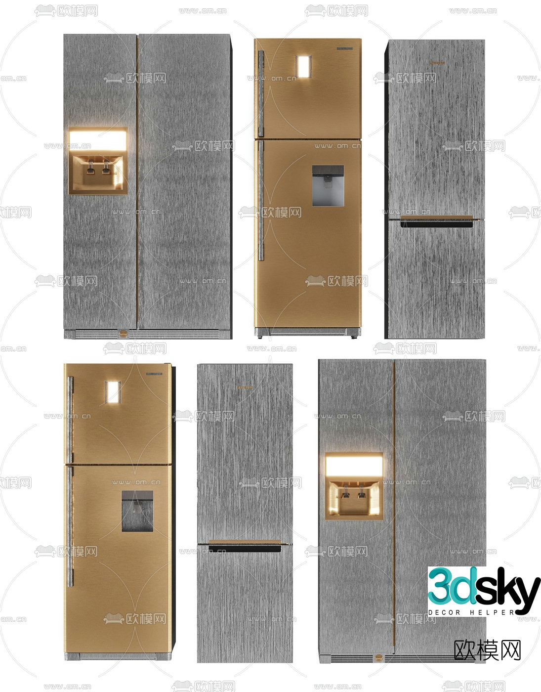 Modern smart refrigerator 3d model