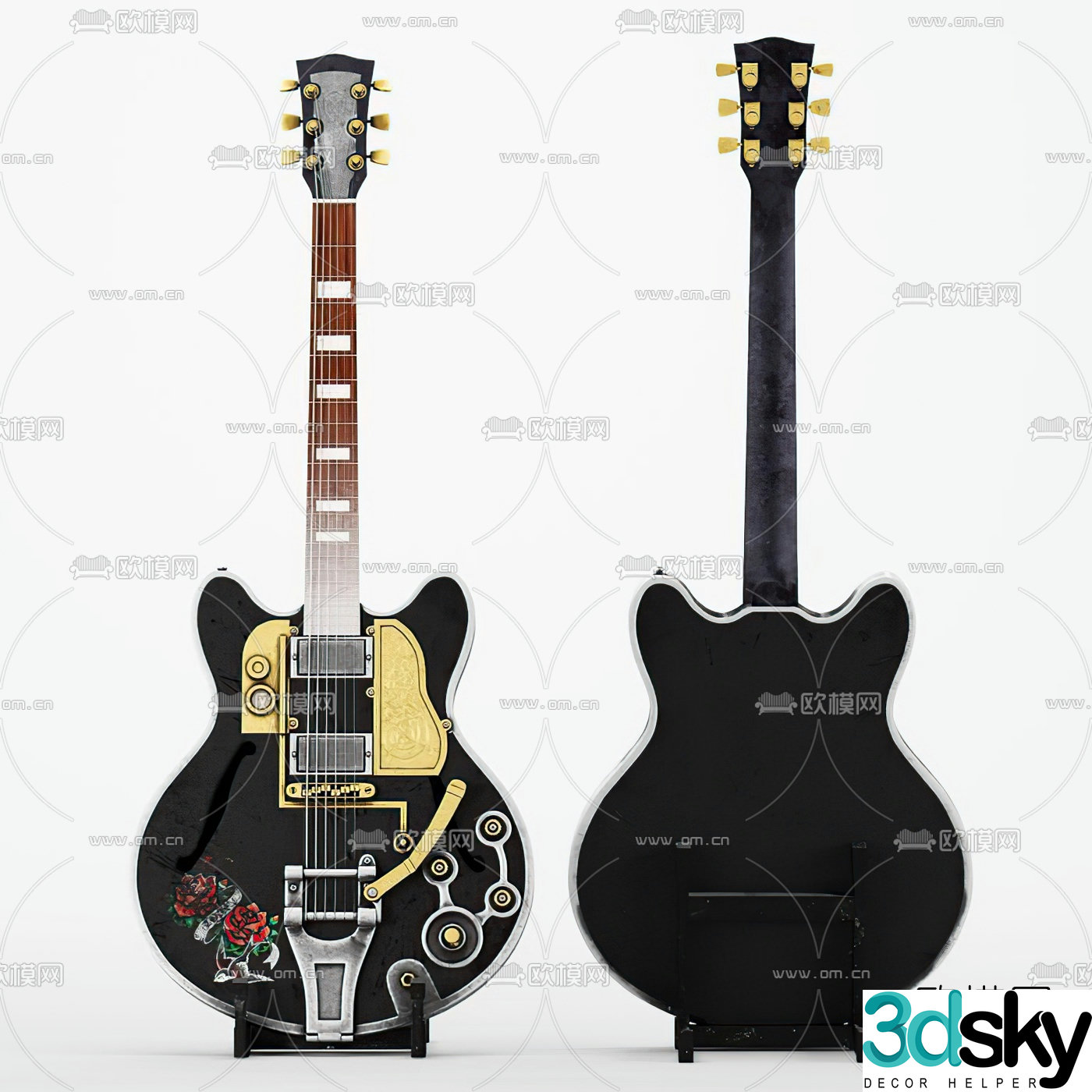 Modern electric guitar 3d model