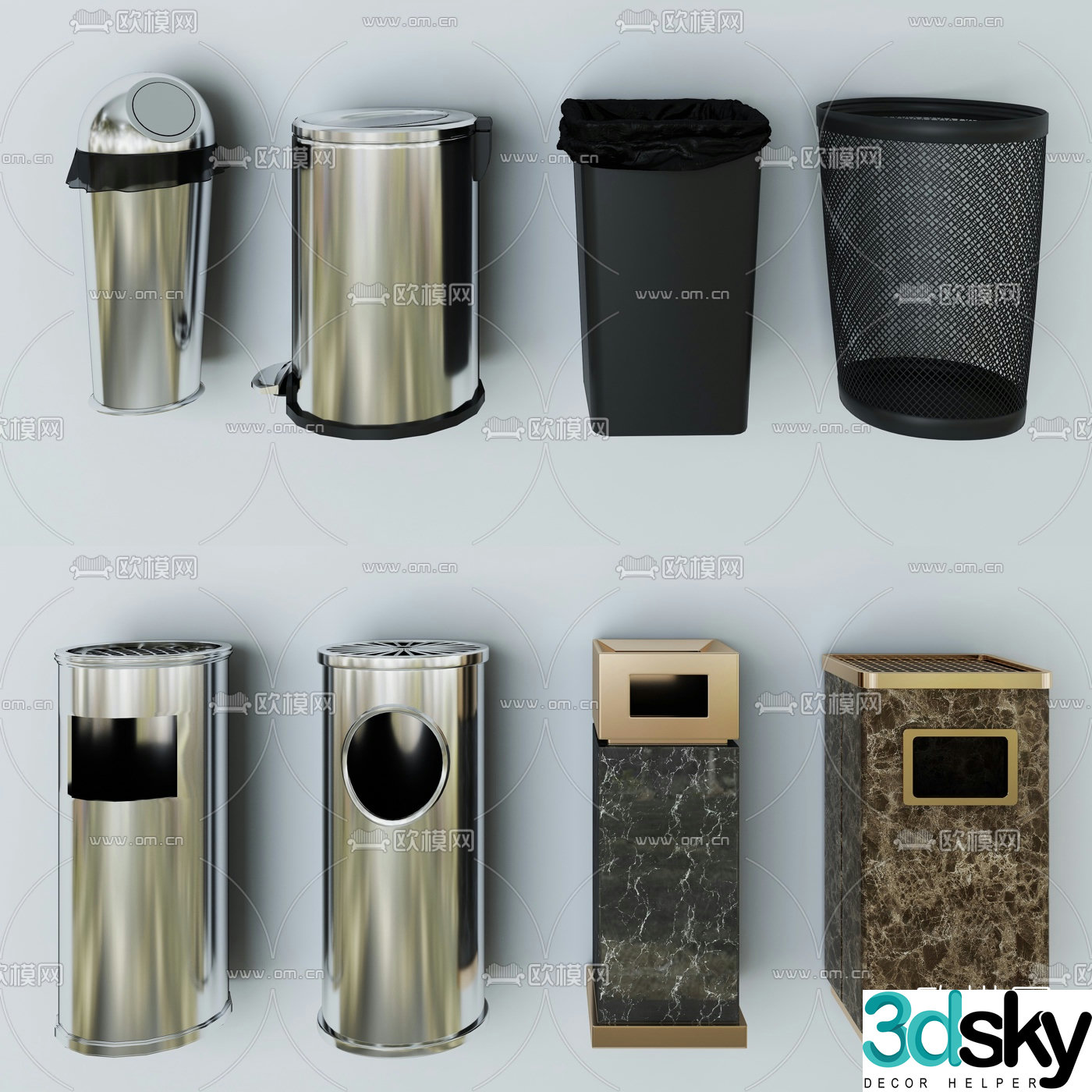 Modern trash can 3d model