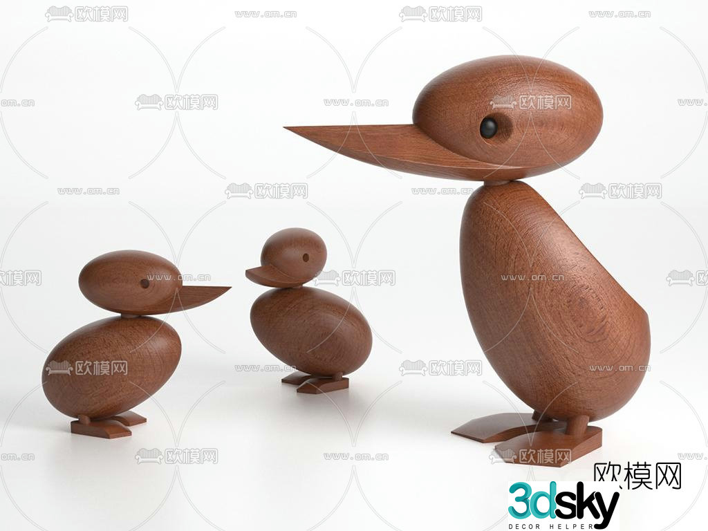 Modern building block duck toy 3d model