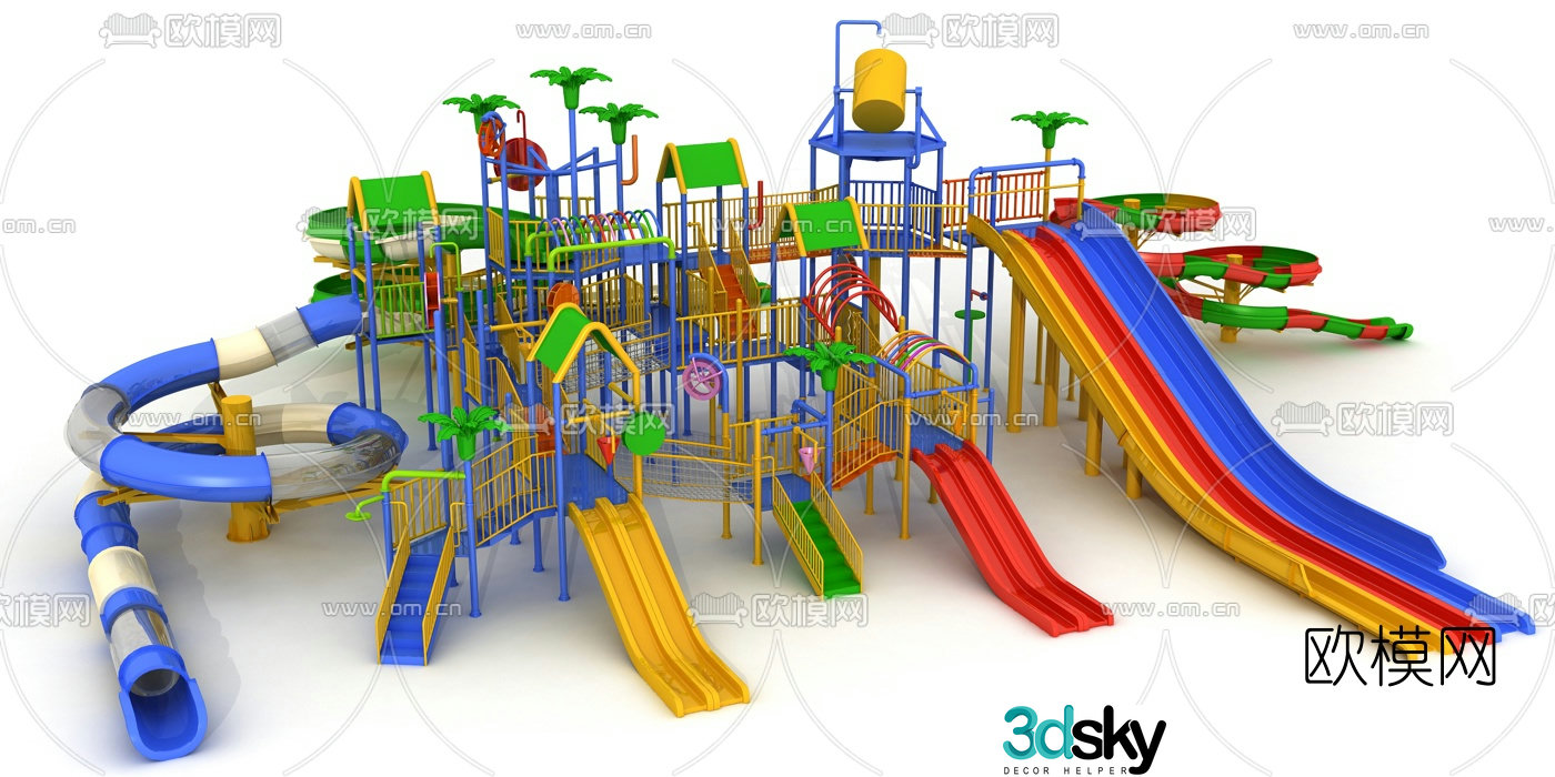 Modern water park slide 3d model