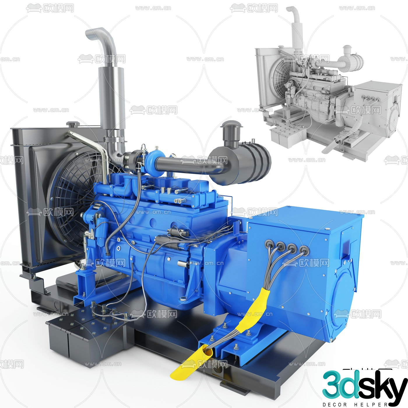 Modern generator machinery equipment 3d model