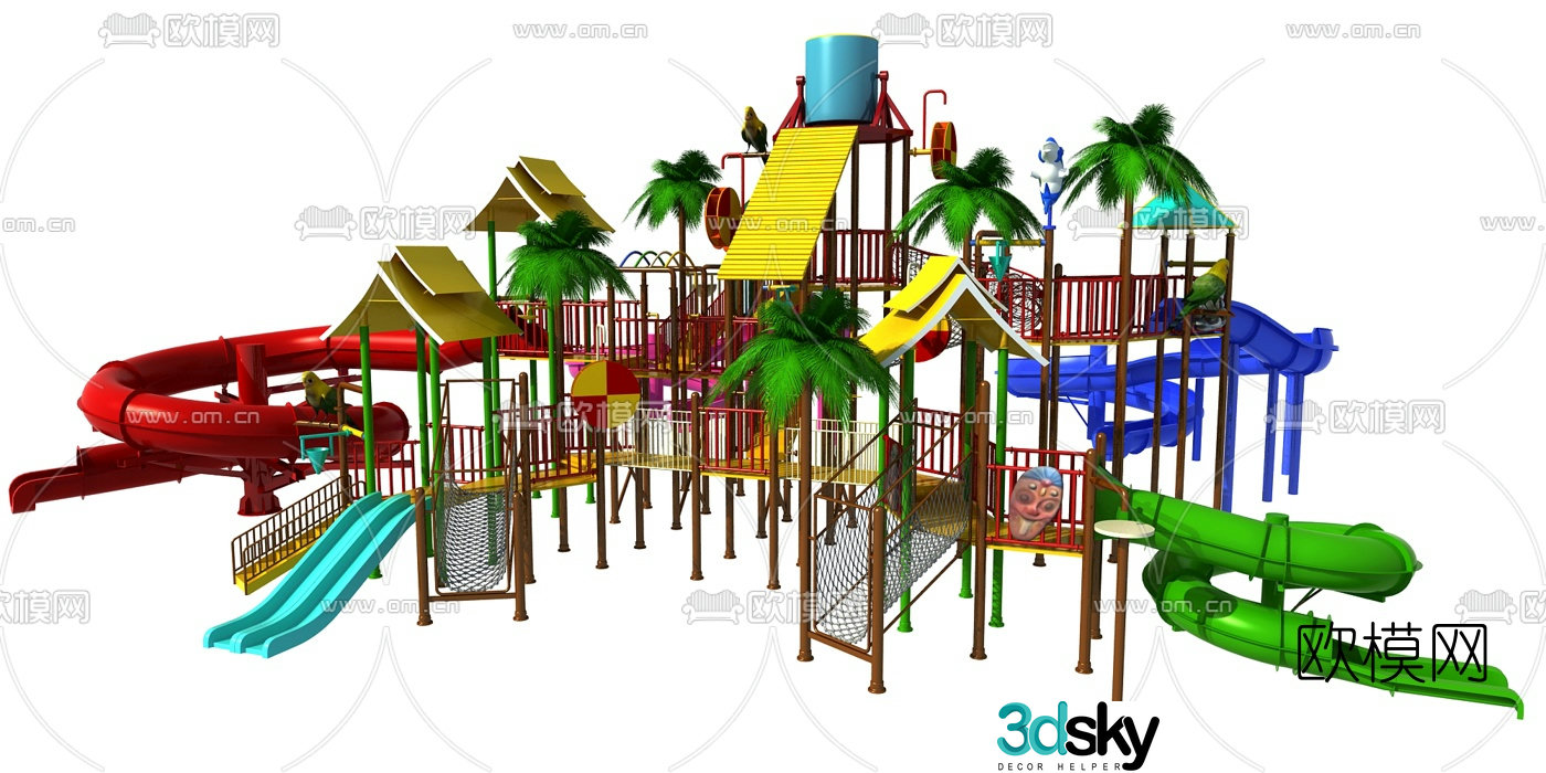 Modern water slide amusement equipment 3d model