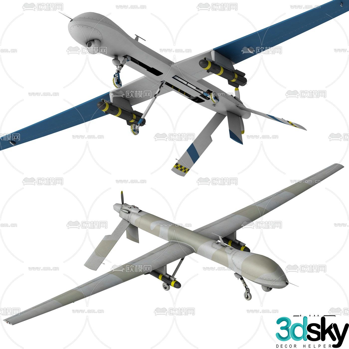 Modern global hawk drone 3d model