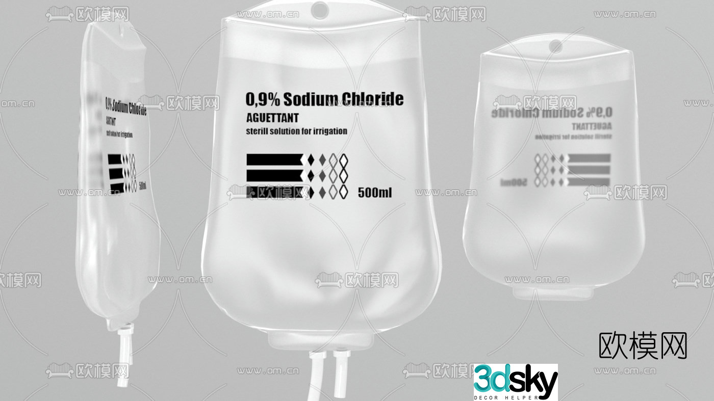 Modern intravenous bag 3d model