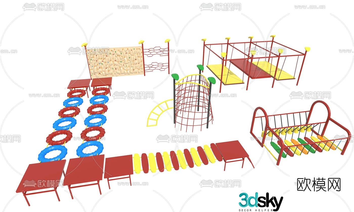 Modern children's climbing play structure 3d model